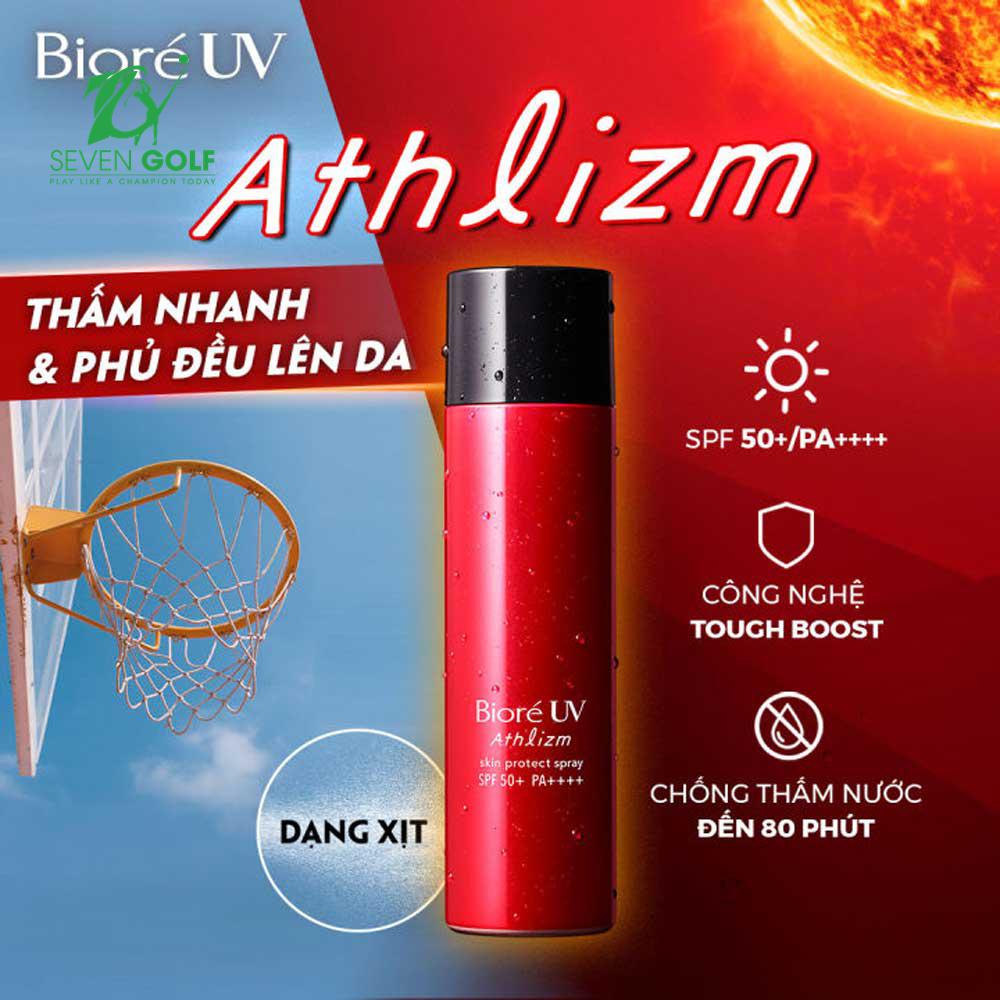 Kem chống nắng vận động chuyên nghiệp dạng xịt Biore UV Athlizm 50SPF (90 Ml) Spray